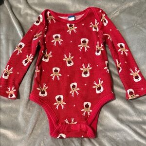 Old Navy Festive Red Reindeer Bodysuit